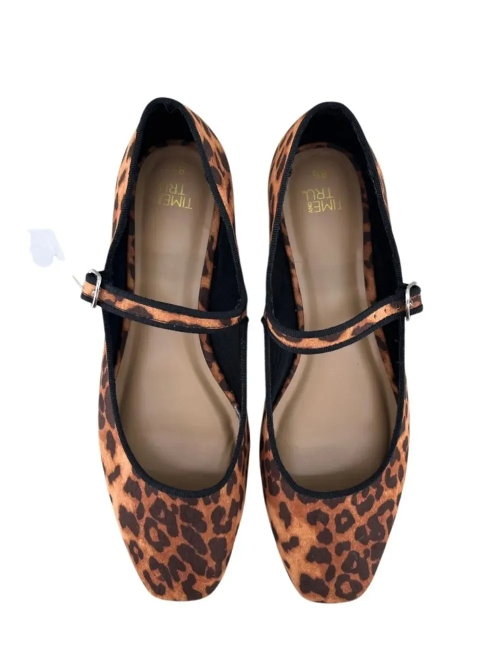 Faux Leather Mary Jayne Flats Leopard Print Shoes Size 8.5